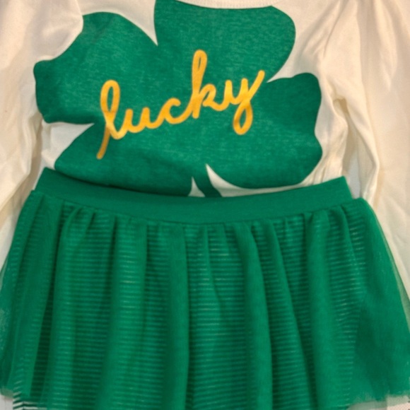 18M Carters Infant Girls St Patrick's Luck Little One Bodysuit & Tutu Leggings - Picture 2 of 4